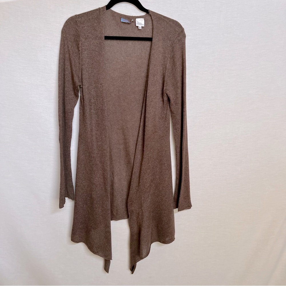 Acrobat Brown Silk & Cashmere Blend Long Drapey Flared Sleeves Cardigan.  Size L